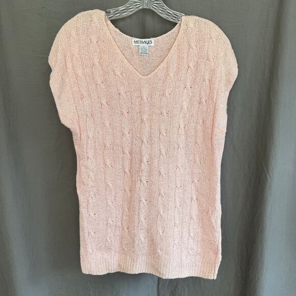 Vintage Messages Sweater Short Sleeve 80s 90s Silk Coquette Size‎ S/M/L READ - Picture 1 of 13